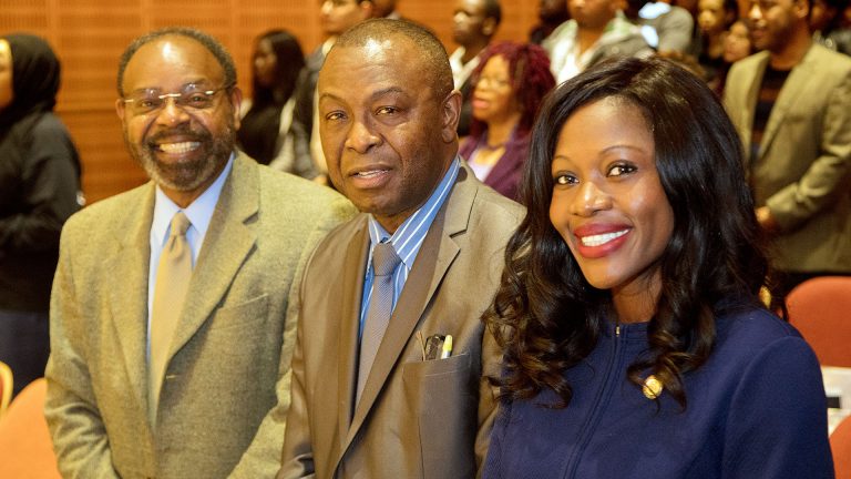 Assemblywoman Diana Richardson, Dean Jones and Augustine Okereke, Provost
