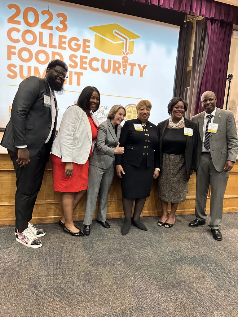 From left: Akbar Cook, Dr. Camesha Grant (FBNYC VP of Community Impact & Investment) Leslie Gordon (FBNYC CEO), Dr. Patricia Ramsey (MEC, CUNY President); Dr. Berenecea Johnson Eanes (York College, CUNY President); Dr. Waleek Boone (MEC Transition Academy)